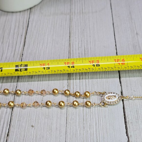 Handcrafted Elegant and Regal Gold and White Rosary Christmas Gift - Picture 9 of 10